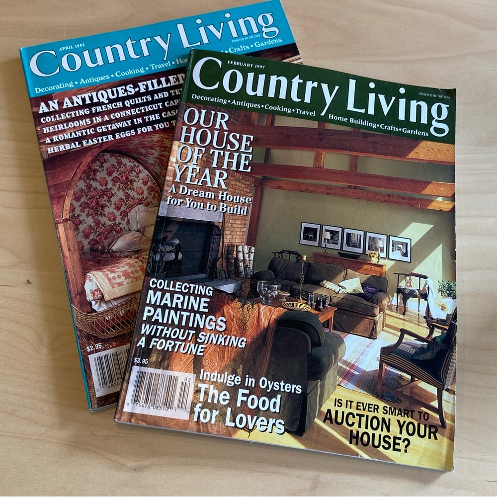 Vintage 90’s Women’s Country Living Magazines Set of 2 Decor Crafts Antiques